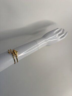 Across The Puddle 24K Gold Plated Open Cuff Bracelet With Sculpted Detailing
